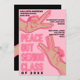 Peace Out School Pink Neights Lights Abschluss Ankündigung