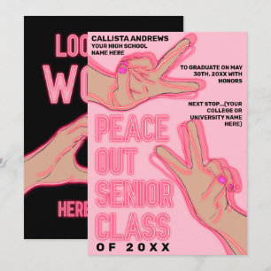 Peace Out School Pink Neights Lights Abschluss Ankündigung