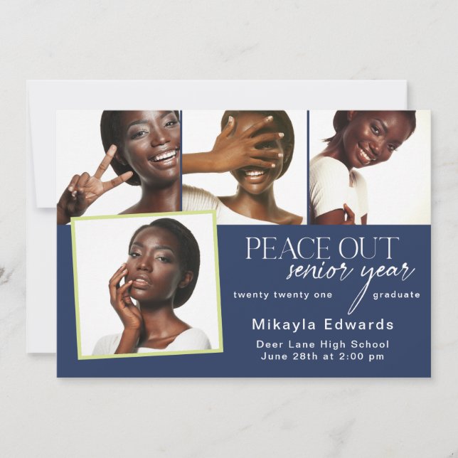 Peace Out Senior Year Graduation Photo Invitation (Devant)
