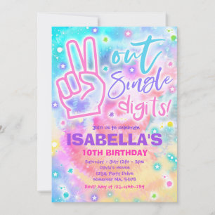 Peace Out Single Digits Hippy Gefärbte Krawatte Bi Einladung