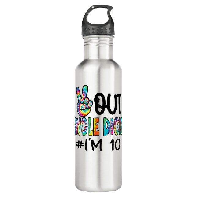 Peace Out Single Digits I'm 10 Birthday Tenth Tie  Edelstahlflasche (Vorderseite)