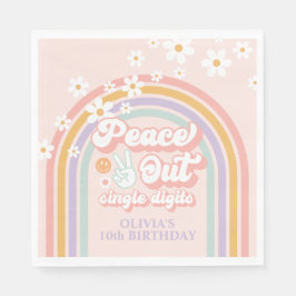 Peace Out Single Digits Pastel Regenbogen Serviette