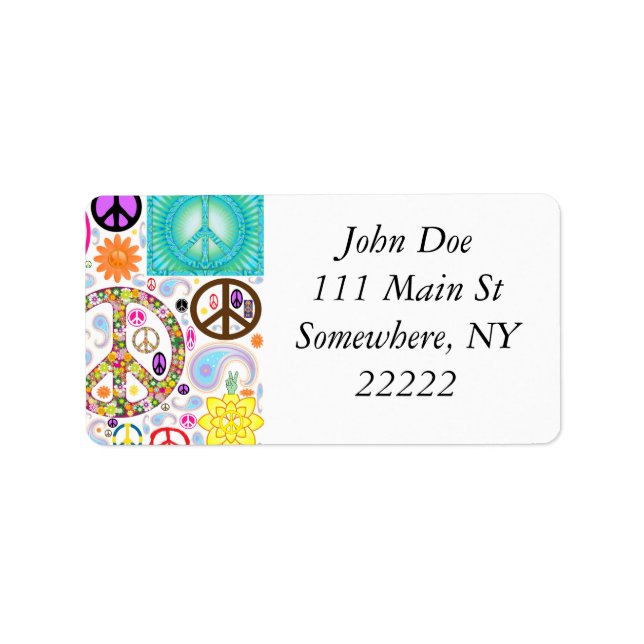Peace & Paisley Collage Adressaufkleber (Vorne)
