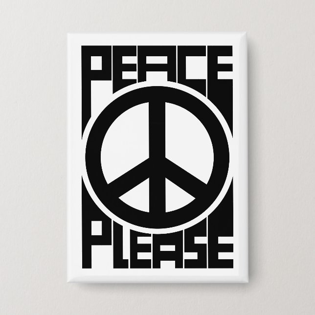 Peace Please Schwarze Schrift Button (Vorderseite)