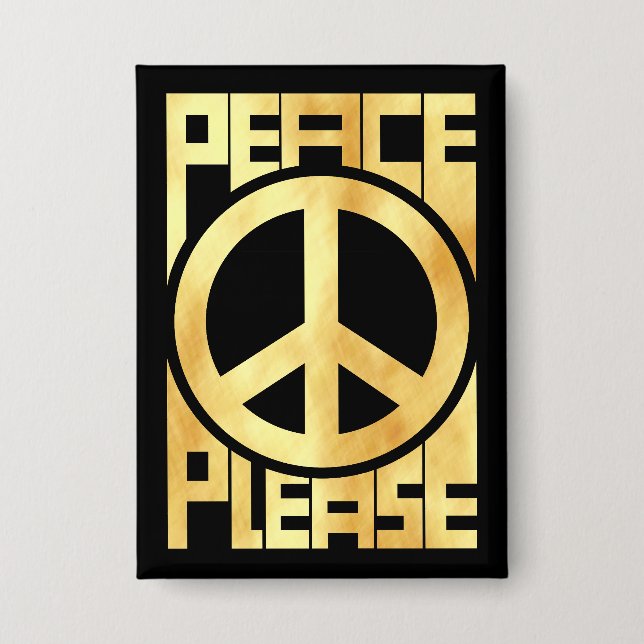 Peace Please Softgold-Schriftzug Button (Vorderseite)