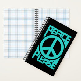 Peace Please Türkise Schrift Notizbuch