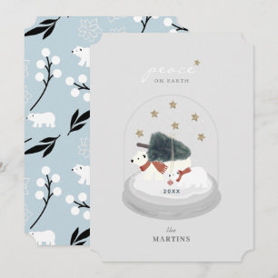 Peace Polar Bears Snow Globe Grau Ferienkarte Einladung