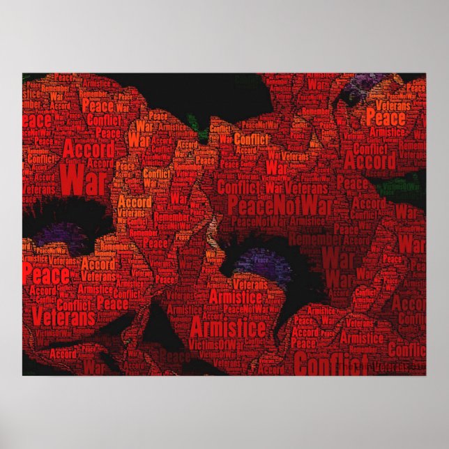 Peace Poppies mot art design Poster (Devant)