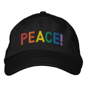 Peace Regenbogenfarben Moderne Typografie Bestickte Baseballkappe