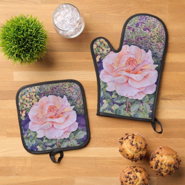 Peace Rose Ofenhandschuh & Topflappen-Set (Oben Unten)