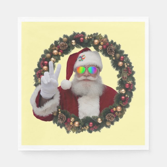 Peace Santa Holiday Napkin Serviette (Vorderseite)