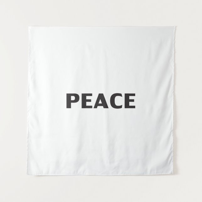 Peace Schwarz-weiß moderne Typografie simple Wandteppich (Vorderseite)