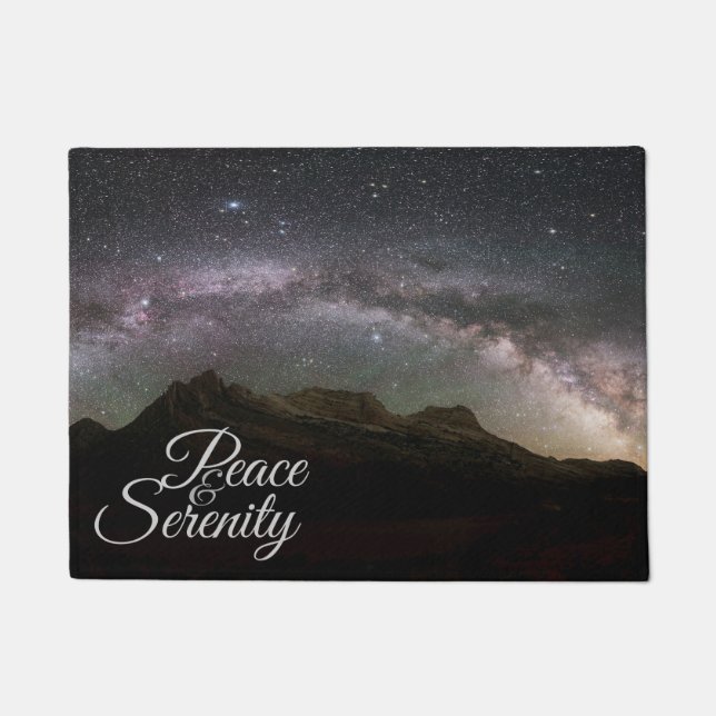 Peace & Serenity Mountain Night Sky Fußmatte (Vorderseite)