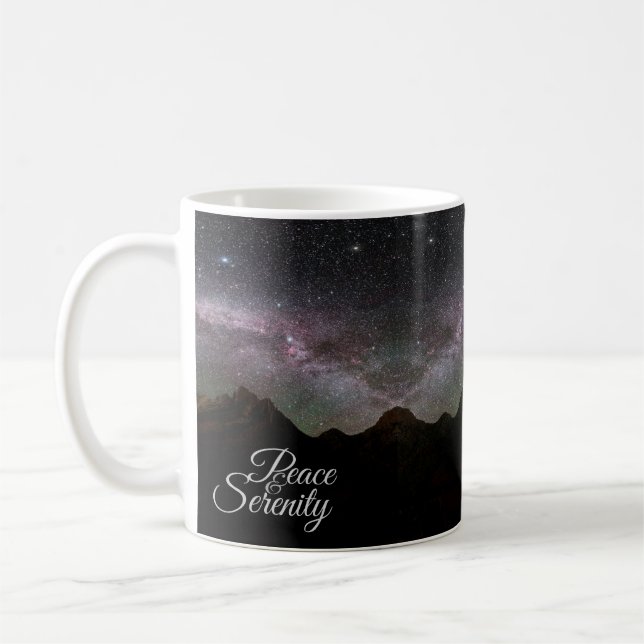 Peace & Serenity Mountain Night Sky Kaffeetasse (Links)