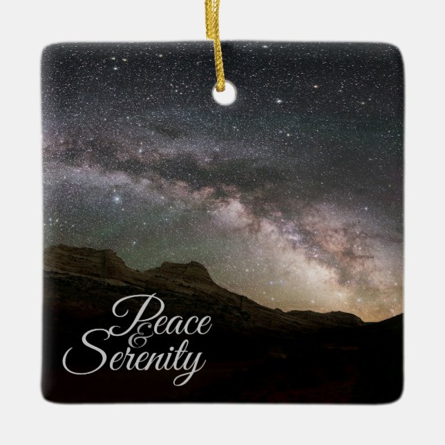 Peace & Serenity Mountain Night Sky Keramikornament (Vorderseite)