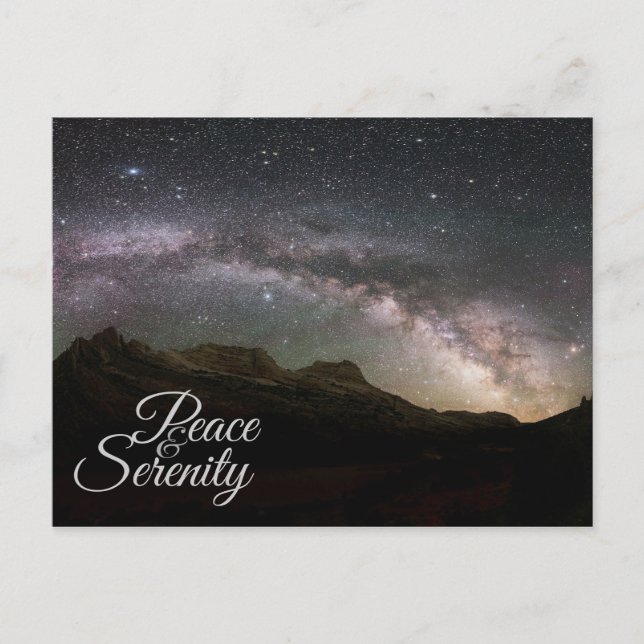 Peace & Serenity Mountain Night Sky Postkarte (Vorderseite)
