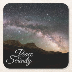Peace & Serenity Mountain Night Sky Rechteckiger Pappuntersetzer