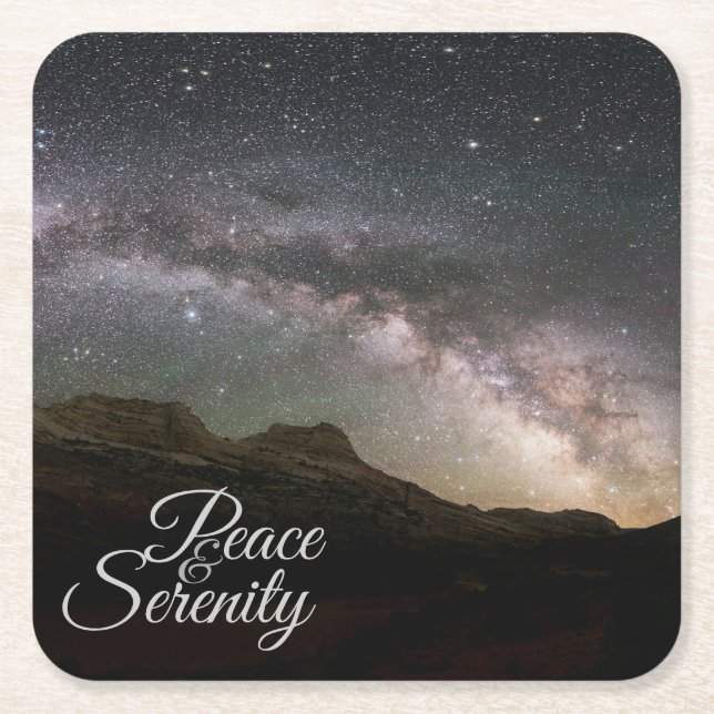 Peace & Serenity Mountain Night Sky Rechteckiger Pappuntersetzer (Vorderseite)