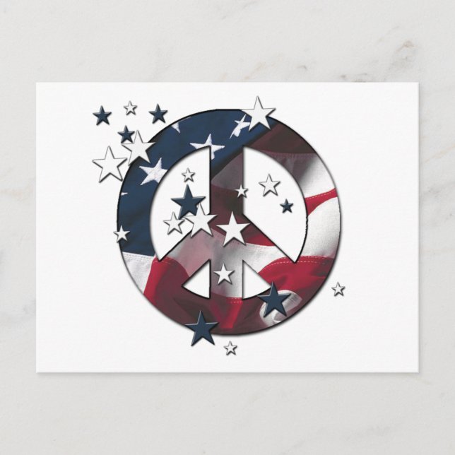 Peace Sign American Stars & Stripes Flag Postkarte (Vorderseite)