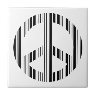 PEACE SIGN BAR CODE Hippie Barcode Muster Design Fliese