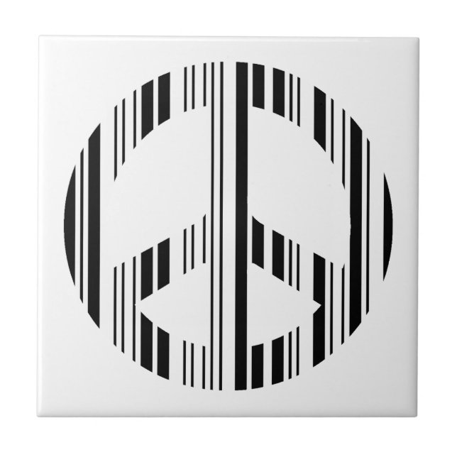 PEACE SIGN BAR CODE Hippie Barcode Muster Design Fliese (Vorderseite)