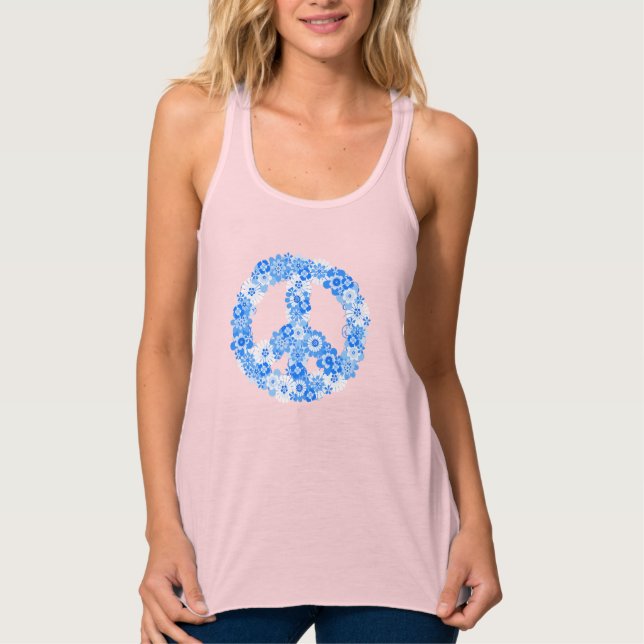 Peace Sign Blue Tank Top (Vorderseite)