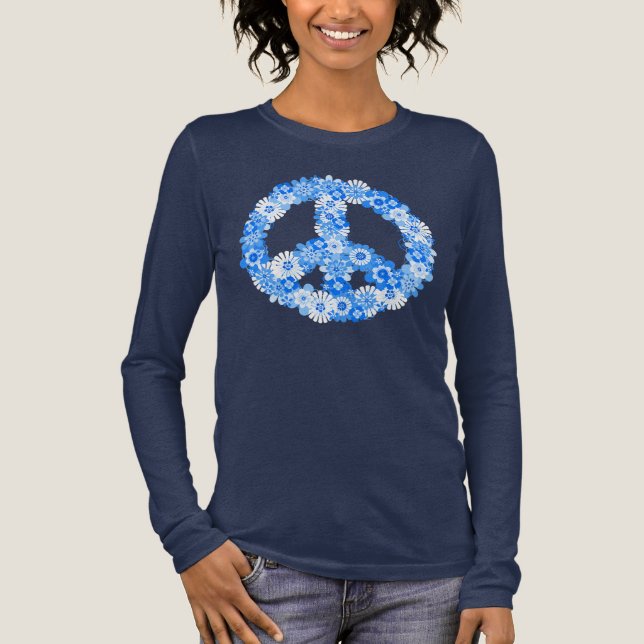 Peace Sign Blue Tri-Blend Shirt (Vorderseite)