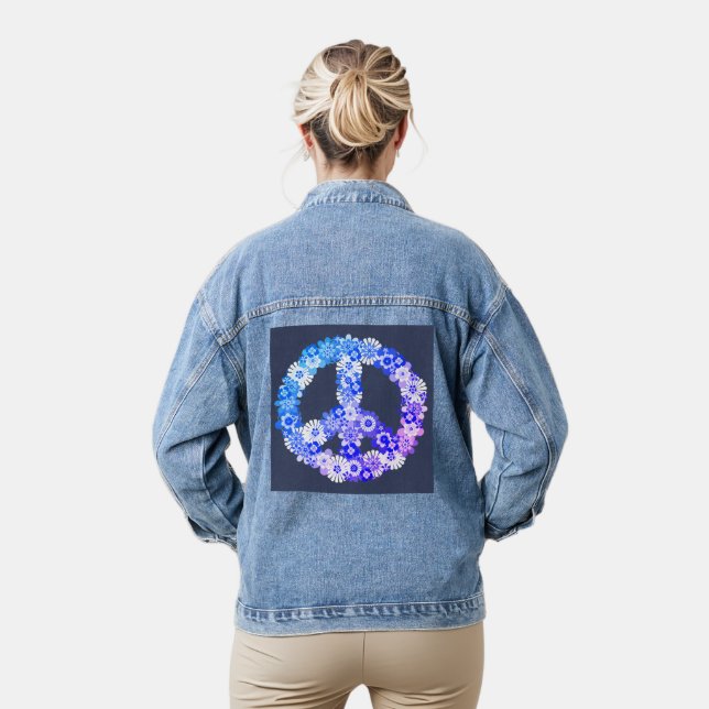 Peace Sign Blue und Lila Jeansjacke (Modell)