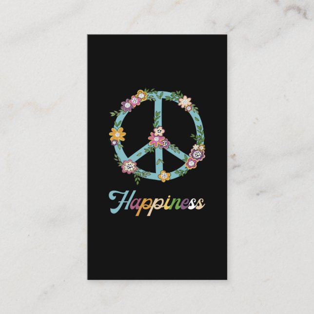 Peace Sign Blume farbenfrohe Happy Hippie Visitenkarte (Vorderseite)