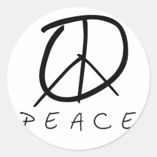 Peace Sign: Bud Hand Script Runder Aufkleber