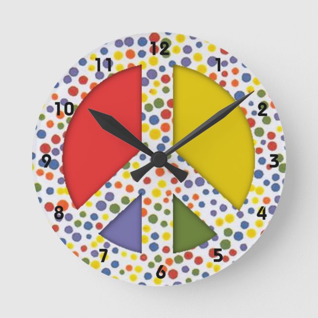 Peace Sign Clock Runde Wanduhr (Vorderseite)