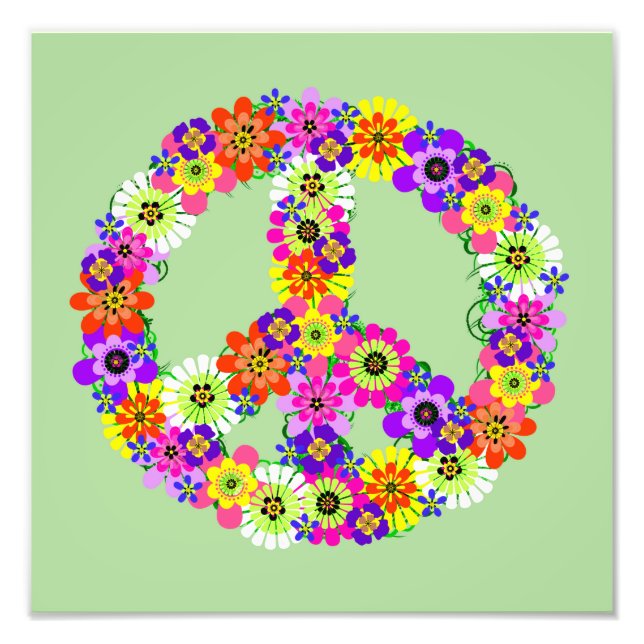 Peace Sign Floral Fotodruck (Vorne)