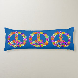Peace Sign Floral in Dark Blue Seitenschläferkissen