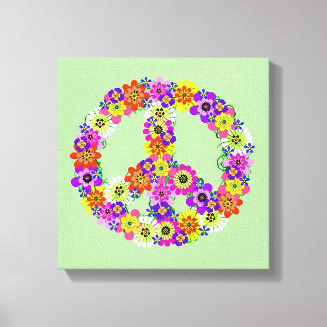 Peace Sign Floral Leinwanddruck (Vorderseite)