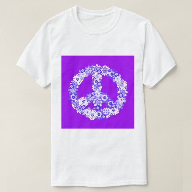 Peace Sign Floral Lila T-Shirt (Design vorne)