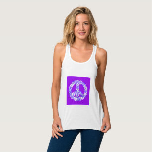 Peace Sign Floral Lila Tank Top