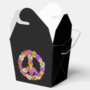Peace Sign Floral on Black Geschenkschachtel