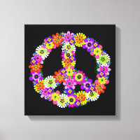 Peace Sign Floral on Black