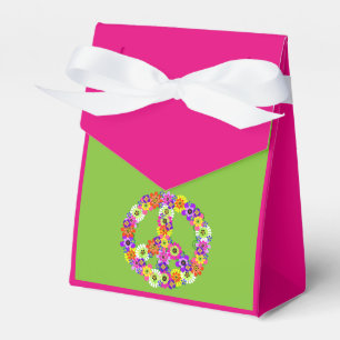 Peace Sign Floral on Lime Green Geschenkschachtel