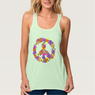 Peace Sign Floral Tank Top