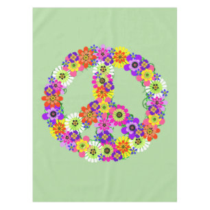Peace Sign Floral Tischdecke