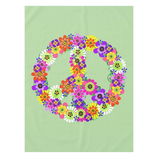 Peace Sign Floral Tischdecke (Vorderseite)
