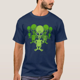 Peace Sign Funny Niedlich Armada von Außerirdische T-Shirt