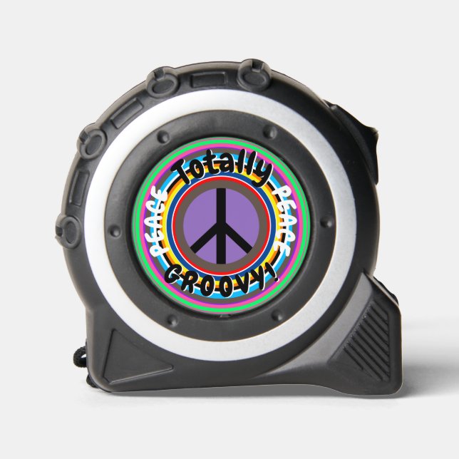 Peace Sign Groovy Green Red Lila Maßband (Vorderseite)