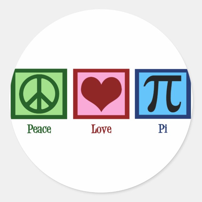 Peace Sign Heart Pi Symbol Runder Aufkleber (Vorderseite)