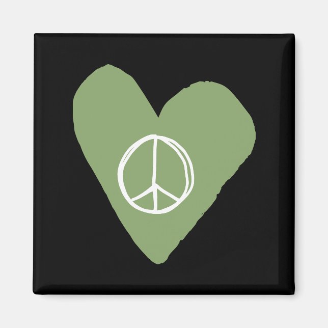 Peace Sign Herz Magnet (Vorne)