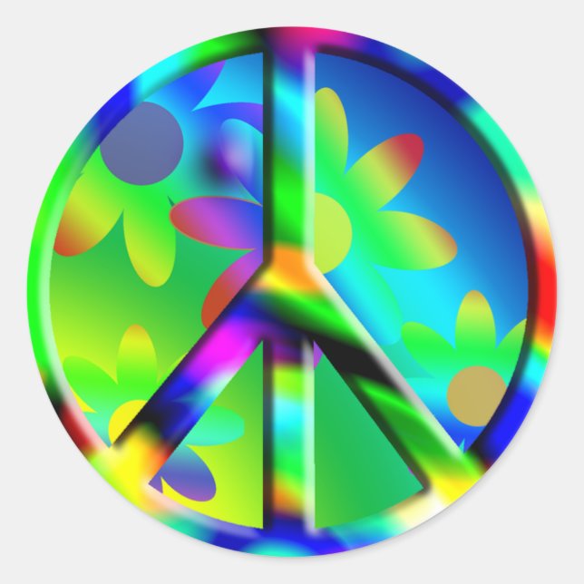 Peace Sign Hippie Blume Power Sticker (Vorderseite)