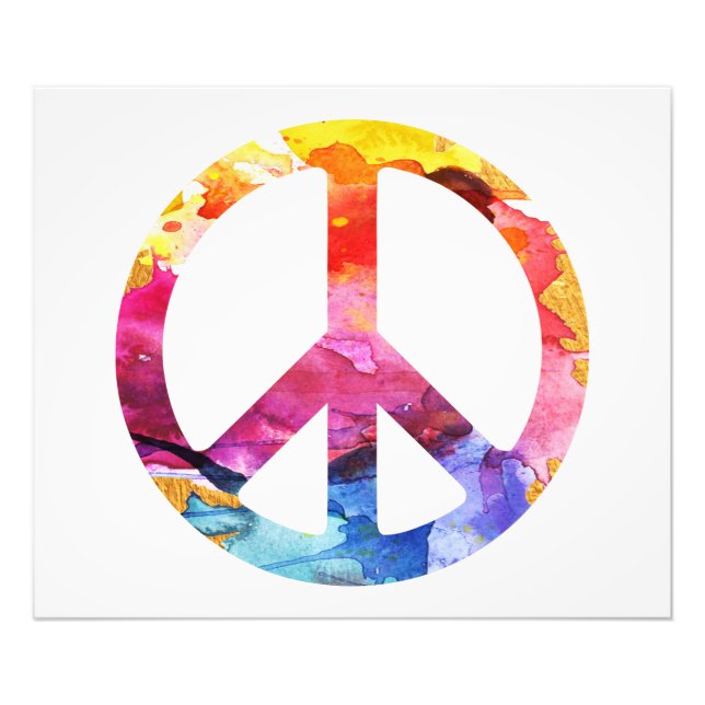 Peace Sign Hippie Girl 70s Fotodruck (Vorne)