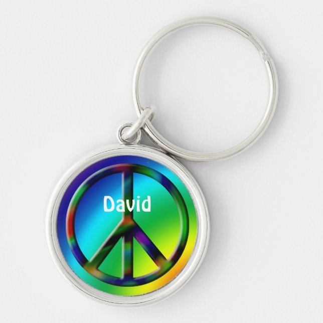 Peace Sign Hippie Personalisiert Schlüsselanhänger (Vorne)