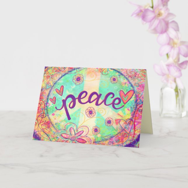 Peace Sign Hübsch rosa florale Inspiration Spaß Karte (Orchidee)